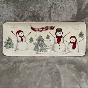 t. Nicholas Square Yuletide Snowman Treat Tray Warm Wishes NWT Christmas Decor